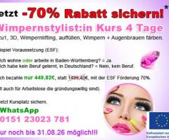 Karlsruhe 3D Wimpern, 1zu1 Wimpern, Wimpernlifting Ausbildung 4Tage Karlsruhe